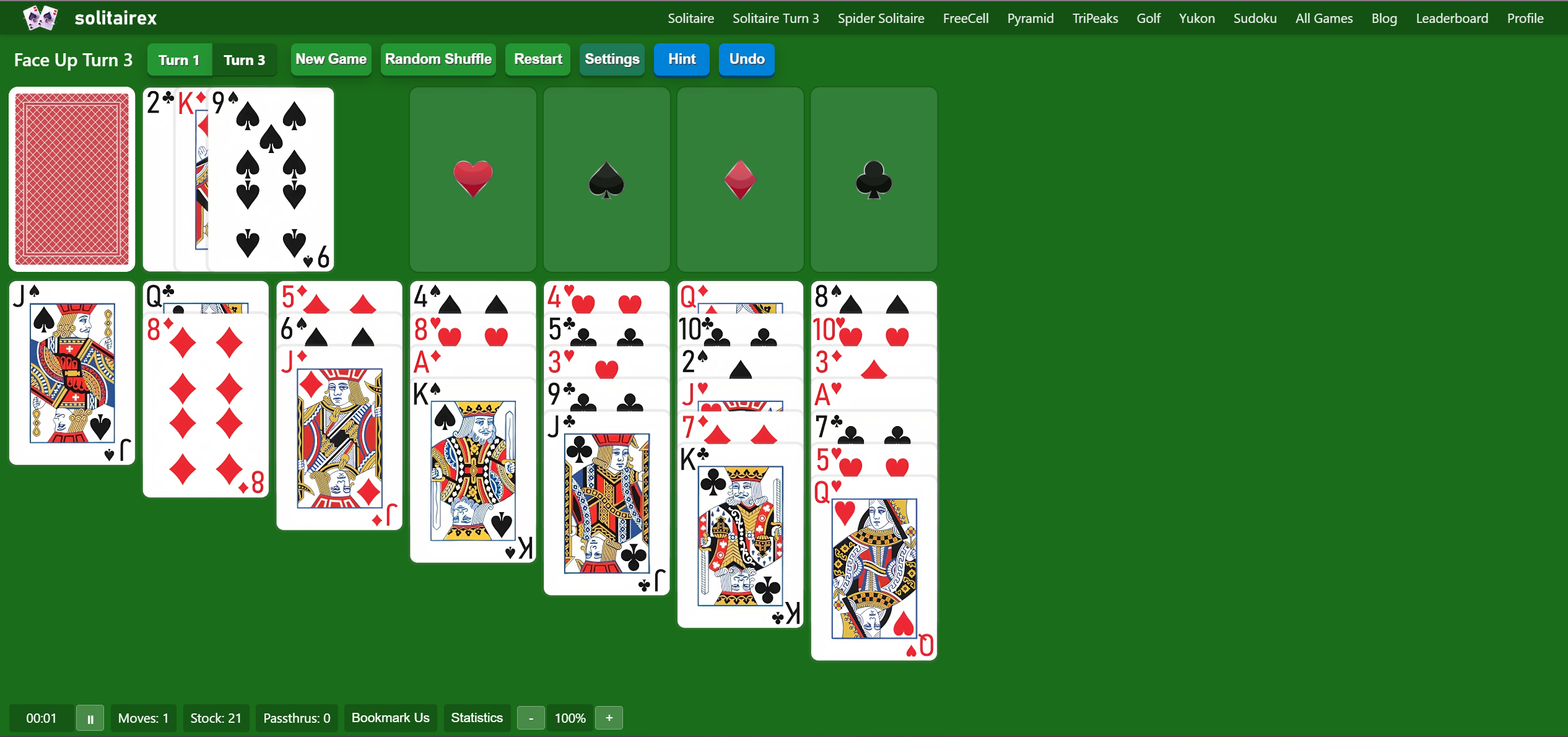 Face Up Solitaire Turn 3
