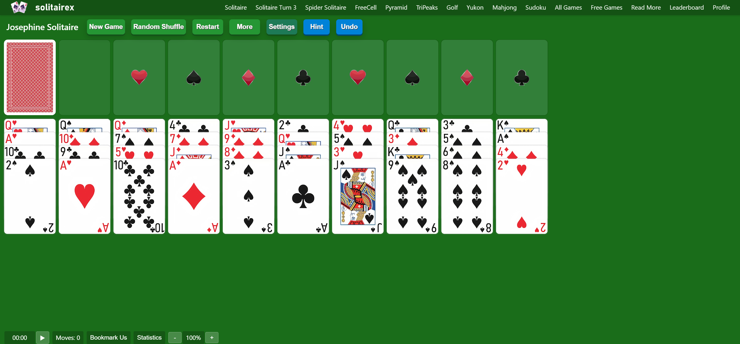 Josephine Solitaire Gameplay Layout